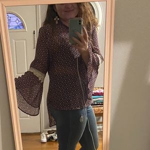 sheer bell sleeve top